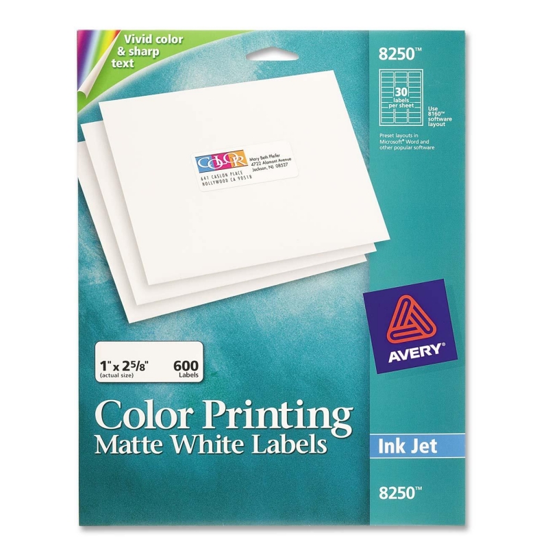 Avery Color Inkjet Printing Labels 8250 AVE8250