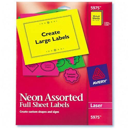 Avery Neon Rectangle Laser Label 5975 AVE5975