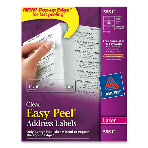 Avery Easy Peel Clear Mailing Label 5661 AVE5661