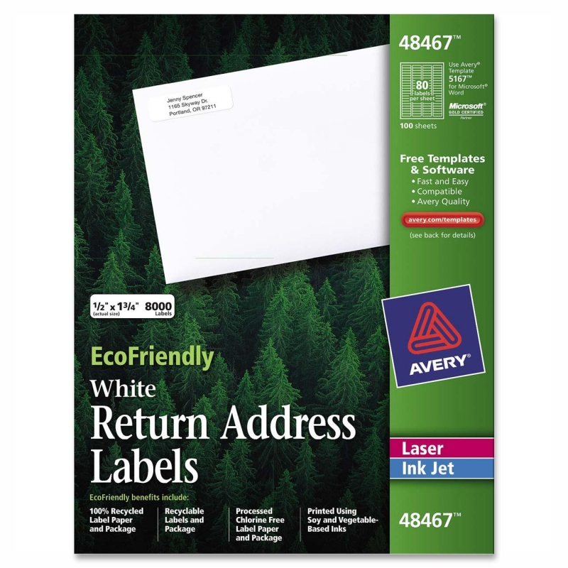Avery EcoFriendly Return Address Label 48467 AVE48467