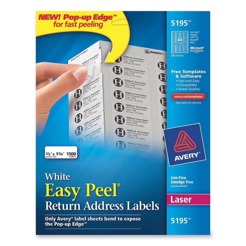 Avery Easy Peel Return Address Label 5195 AVE5195