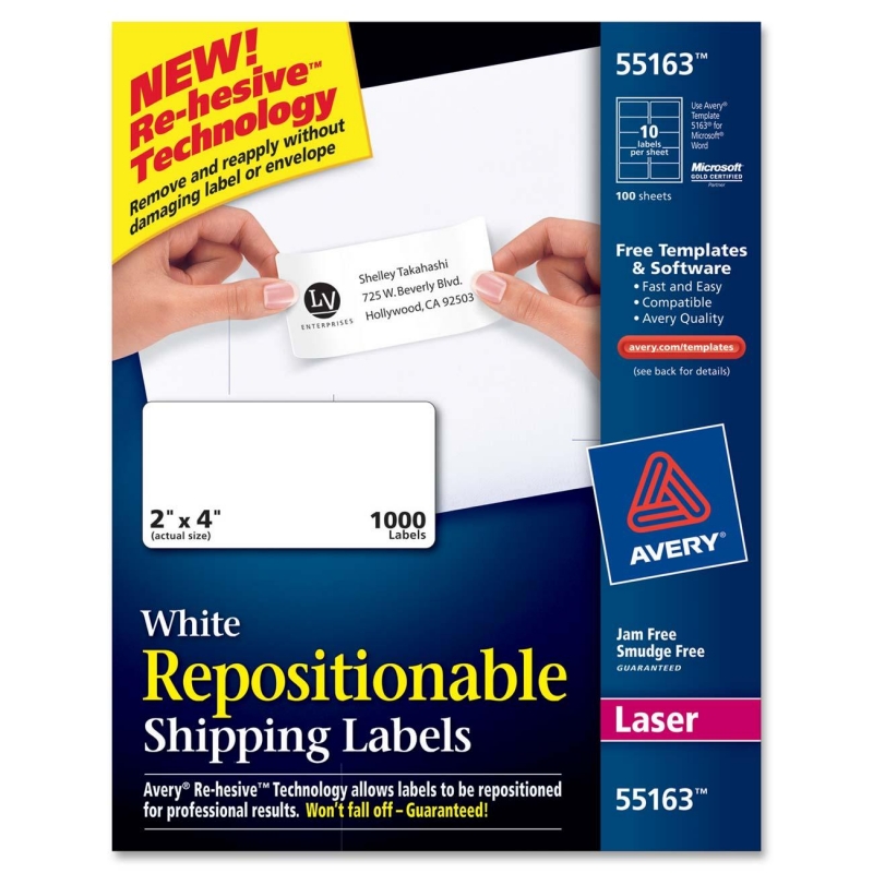 Avery Repositionable Shipping Label 55163 AVE55163