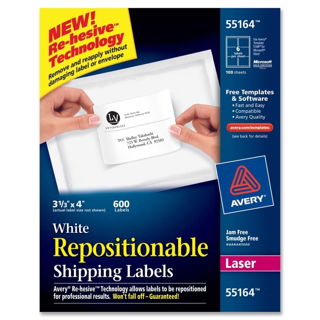 Avery Repositionable Mailing Label 55164 AVE55164