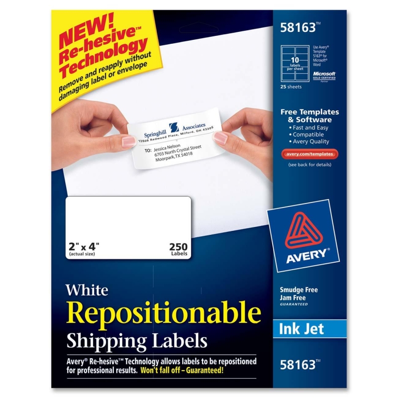 Avery Repositionable Shipping Label 58163 AVE58163