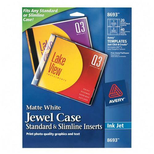 Avery CD Jewel Case Insert 8693 AVE8693