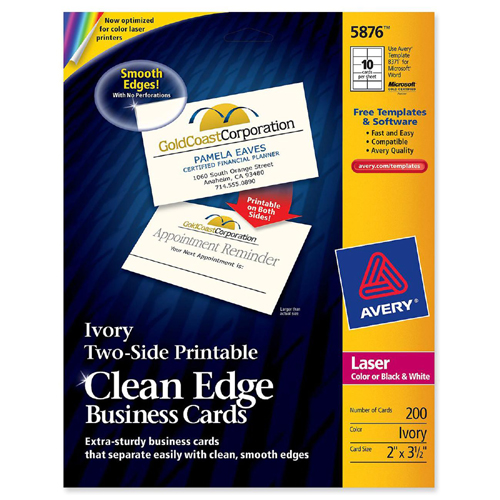 Avery Clean Edge Laser Business Card 5876 AVE5876