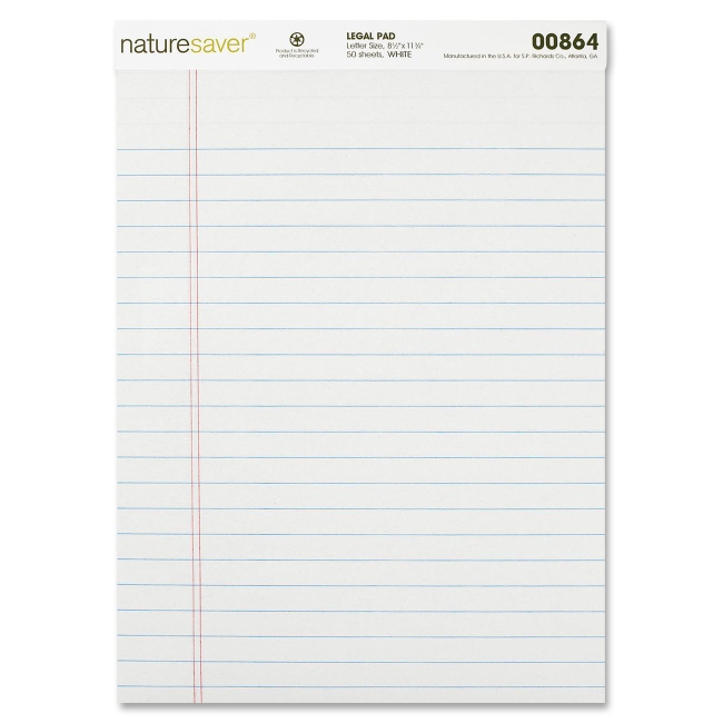 Nature Saver Recycled Legal Ruled Pad 00864 NAT00864