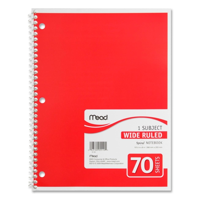 Mead One Subject Notebook 05510 MEA05510