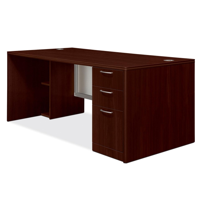 HON Attune Laminate Series Pedestal Desk with Frosted Doors 11887RGNN HON11887RGNN