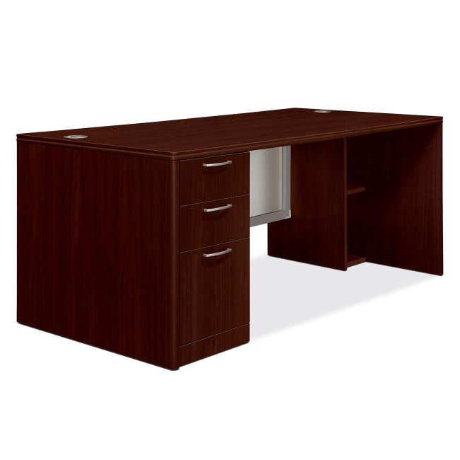 HON Attune Laminate Series Pedestal Desk with Frosted Doors 11888LGNN HON11888LGNN