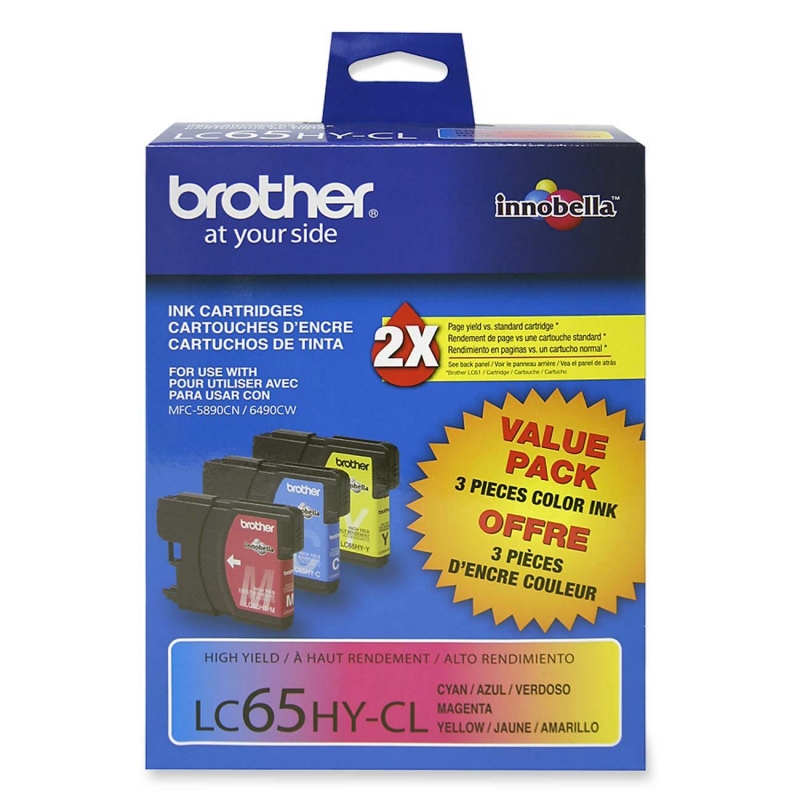 Brother Tri-color Ink Cartridge For MFC5890cn and MFC6490cw Printers LC653PKS BRTLC653PKS