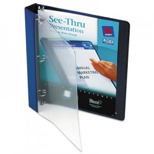 Avery See-Thru View Binder w/Round Rings, 11 x 8 1/2, 1" Cap, Blue AVE10851 10851