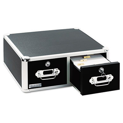 Vaultz Locking 5 x 3 Two-Drawer Index Card Box, 3000-Card Capacity, Black IDEVZ01393 VZ01393