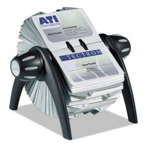 Durable VISIFIX Rotary Business Card File Holds 400 4 1/8 x 2 7/8 Cards, Black/Silver DBL241701 241701