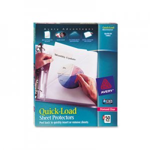 Avery Quick Top & Side Loading Sheet Protectors, Letter, Diamond Clear, 50/Box AVE73802 73802