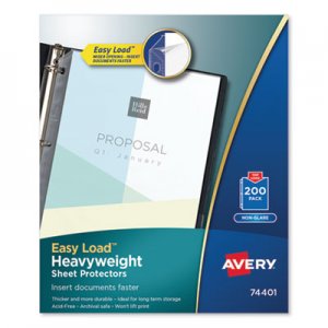 Avery Top-Load Poly Sheet Protectors, Heavyweight, Letter, Nonglare, 200/Box AVE74401 74401