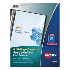 Avery Multi-Page Top-Load Sheet Protectors, Heavy Gauge, Letter, Clear, 25/Pack AVE74171 74171