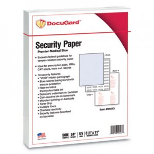 DocuGard Security Paper, 8-1/2 x 11, Blue, 500/Ream PRB04543 04543