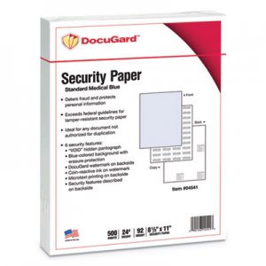 DocuGard Security Paper, Blue, 8-1/2 x 11, 500/Ream PRB04541 04541
