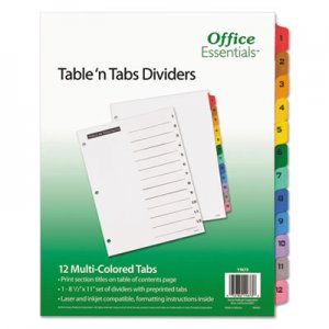 Office Essentials Table 'n Tabs Dividers, 12-Tab, Letter AVE11673 11673