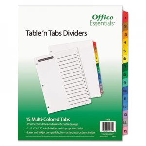Office Essentials Table 'n Tabs Dividers, 15-Tab, Letter AVE11675 11675