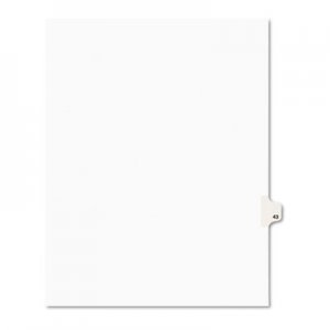Avery Avery-Style Legal Exhibit Side Tab Divider, Title: 43, Letter, White, 25/Pack AVE01043 01043