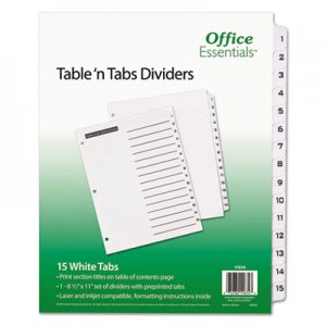 Office Essentials Table 'n Tabs Dividers, 15-Tab, Letter AVE11674 11674