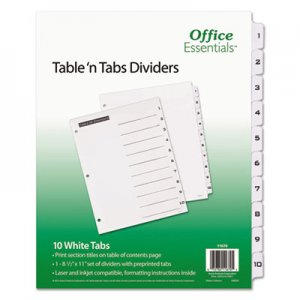 Office Essentials Table 'n Tabs Dividers, 10-Tab, Letter AVE11670 11670