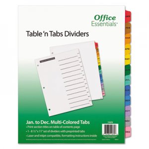 Office Essentials Table 'n Tabs Dividers, 12-Tab, Letter AVE11679 11679