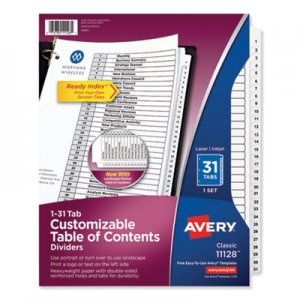Avery Customizable TOC Ready Index Black and White Dividers, 31-Tab, Letter AVE11128 11128