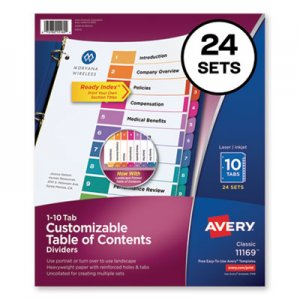 Avery Customizable TOC Ready Index Multicolor Dividers, 10-Tab, Letter, 24 Sets AVE11169 11169