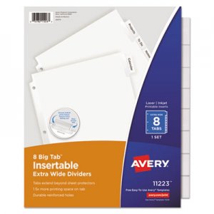 Avery Insertable Big Tab Dividers, 8-Tab, 11 1/8 x 9 1/4 AVE11223 11223