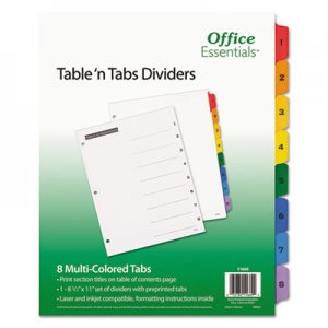 Office Essentials Table 'n Tabs Dividers, 8-Tab, Letter AVE11669 11669