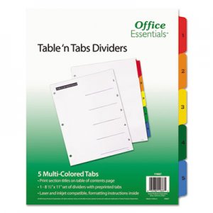 Office Essentials Table 'n Tabs Dividers, 5-Tab, Letter AVE11667 11667