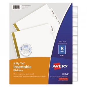 Avery Insertable Big Tab Dividers, 8-Tab, Letter AVE11124 11124