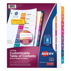 Avery Customizable TOC Ready Index Multicolor Dividers, 8-Tab, Letter AVE11163 11163