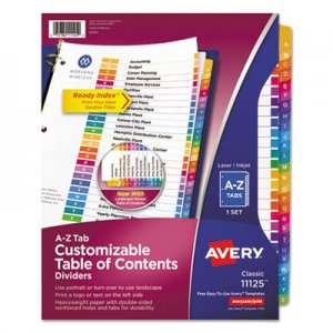 Avery Customizable TOC Ready Index Multicolor Dividers, 26-Tab, Letter AVE11125 11125