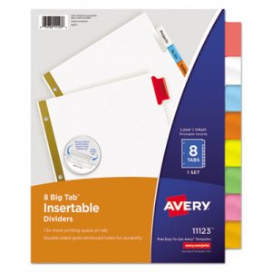 Avery Insertable Big Tab Dividers, 8-Tab, Letter AVE11123 11123