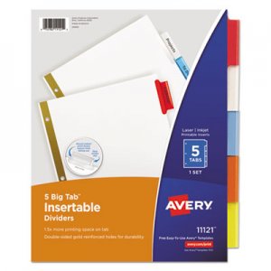 Avery Insertable Big Tab Dividers, 5-Tab, Letter AVE11121 11121