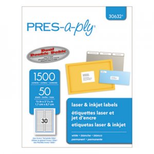 PRES-a-ply Laser File Folder Labels, 2/3 x 3 7/16, White, 1500/Box AVE30632 30632