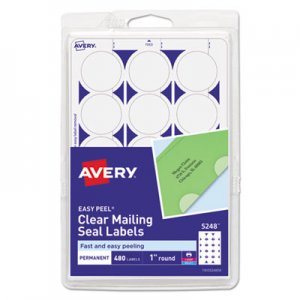 Avery Printable Mailing Seals, 1" dia., Clear, 480/Pack AVE05248 05248