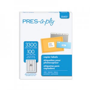 PRES-a-ply White Copier Address Labels, 1 x 2 13/16, 3300/Box AVE30400 30400