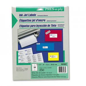PRES-a-ply Inkjet Address Labels, 2 x 4, White, 250/Pack AVE30583 30583