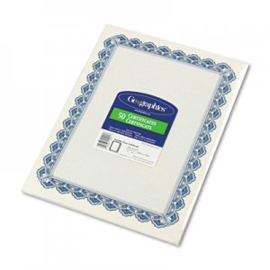 Geographics Parchment Paper Certificates, 8-1/2 x 11, Blue Royalty Border, 50/Pack GEO22901 22901
