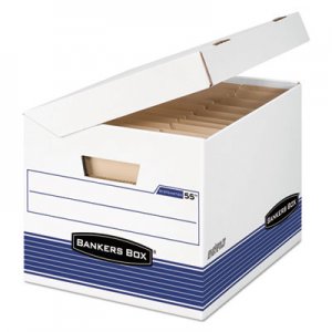 Bankers Box SYSTEMATIC Medium-Duty Storage Boxes, Letter/Legal, White/Blue, 12/CT FEL0005502 0005502
