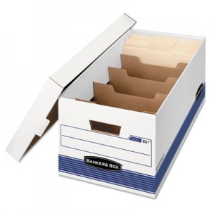 Bankers Box STOR/FILE Extra Strength Storage Box, Letter, Locking Lid, White/Blue, 12/Carton FEL0083101 0083101