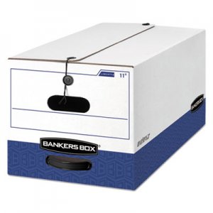 Bankers Box LIBERTY Heavy-Duty Strength Storage Box, Letter, 12 x 24 x 10, White/Blue, 4/CT FEL0001103 0001103