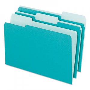 Pendaflex Interior File Folders, 1/3 Cut Top Tab, Letter, Aqua, 100/Box 421013AQU PFX421013AQU