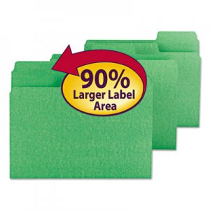 Smead SuperTab Colored File Folders, 1/3 Cut, Letter, Green, 100/Box SMD11985 11985