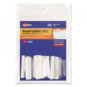 Avery Insertable Index Tabs with Printable Inserts, 1 1/2, Clear Tab, White 25/Pack AVE16230 16230